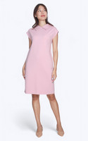 Foldover Collar Shift Dress - Dusty Pink