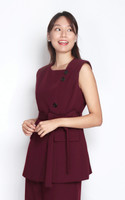 Long Vest Top - Burgundy