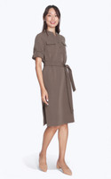 Notch Neck Utility Dress - Mocha