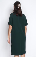 Notch Neck Utility Dress - Forest Green