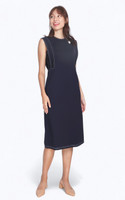 Contrast Stitch Column Dress - Navy