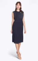 Contrast Stitch Column Dress - Navy