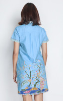 Batik Notch Neck Shift Dress - Blue