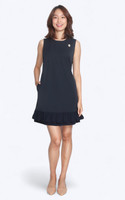 Chiffon Hem Work Dress - Navy