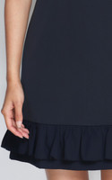 Chiffon Hem Work Dress - Navy