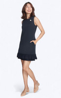 Chiffon Hem Work Dress - Navy