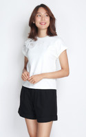 Eyelet Detail Tee Top - White