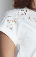 Eyelet Detail Tee Top - White