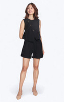 Asymmetrical Overlap Vest Top - Black