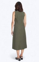 Utility-Inspired Sleeveless Midi Dress - Olive