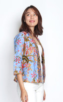 Heritage Orchid Batik Kimono Jacket - Blue