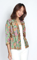 Heritage Orchid Batik Kimono Jacket - Jade