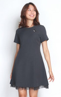  Organza Hem Work Dress - Grey