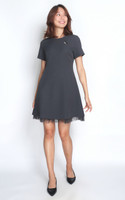  Organza Hem Work Dress - Grey