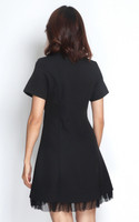  Organza Hem Work Dress - Black