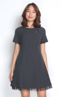  Organza Hem Work Dress - Grey