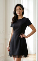 Jenelle Organza Hem Work Dress - Black