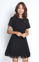 Organza Hem Work Dress - Black