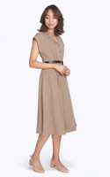 Button Down Midi Dress - Camel
