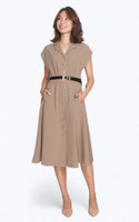 Button Down Midi Dress - Camel