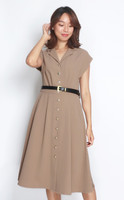 Button Down Midi Dress - Camel