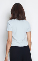 Notch Neck Cardi Top - Ice Blue
