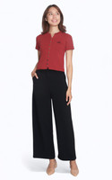 Notch Neck Cardi Top - Burgundy