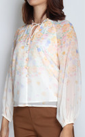 Cascading Floral Chiffon Top - Apricot
