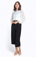 Cascading Floral Chiffon Top - White