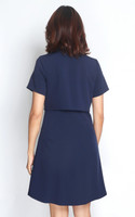 Dual Layer Zipper Dress - Navy