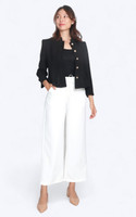 Mandarin Collar Tweed Jacket - Black