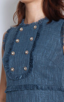 Buttons Tweed Dress - Blue