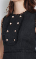 Buttons Tweed Dress - Black