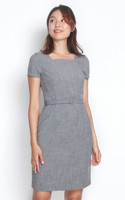 Square Neck Pencil Dress - Heather Grey