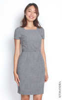 Square Neck Pencil Dress - Heather Grey