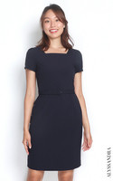 Square Neck Pencil Dress - Navy