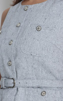 Belted Tweed Top - Grey