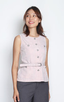 Belted Tweed Top - Pink