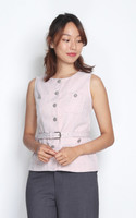 Belted Tweed Top - Pink