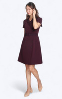 Sleeved Tuxedo Dress - Wine