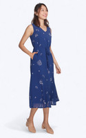 Velle Abstract Print Chiffon Midi Dress - Blue