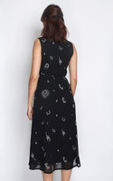 Velle Abstract Print Chiffon Midi Dress - Black