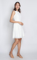 Lace Flare Dress - White