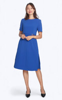 Chain Side Pleats Work Dress - Cobalt