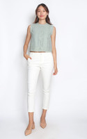 Ladder Trim Top - Sage
