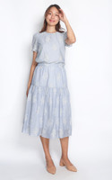 Hazel Embroidered Pinstripe Skirt - Blue Hazel Embroidered Pinstripe Skirt - Blue