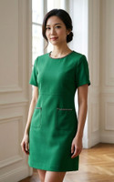 Elara Chain Trim Shift Dress - Green