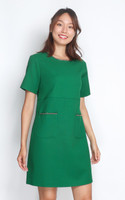 Elara Chain Trim Shift Dress - Green Elara Chain Trim Shift Dress - Green
