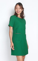 Elara Chain Trim Shift Dress - Green Elara Chain Trim Shift Dress - Green