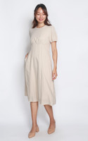 Mia Empire Waist Linen Dress - Cream Mia Empire Waist Linen Dress - Cream